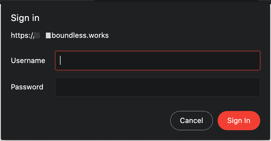 Screenshot of a basic auth popup